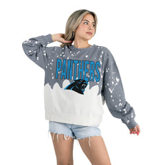 NFL Carolina Panthers Gameday Couture Women's Oversized Faded Wash Tri-Blend Pullover Sweatshirt