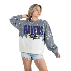 NFL Baltimore Ravens Gameday Couture Women's Oversized Faded Wash Tri-Blend Pullover Sweatshirt