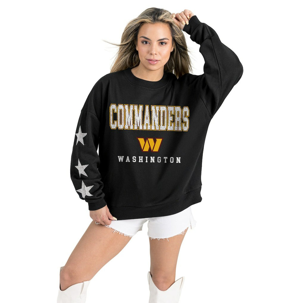 NFL Washington Commanders Gameday Couture Women's Velocity Relaxed Rhinestone Pullover Sweatshirt
