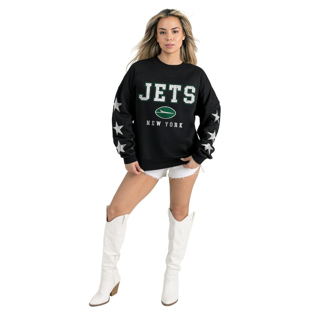NFL New York Jets Gameday Couture Women's Velocity Relaxed Rhinestone Pullover Sweatshirt