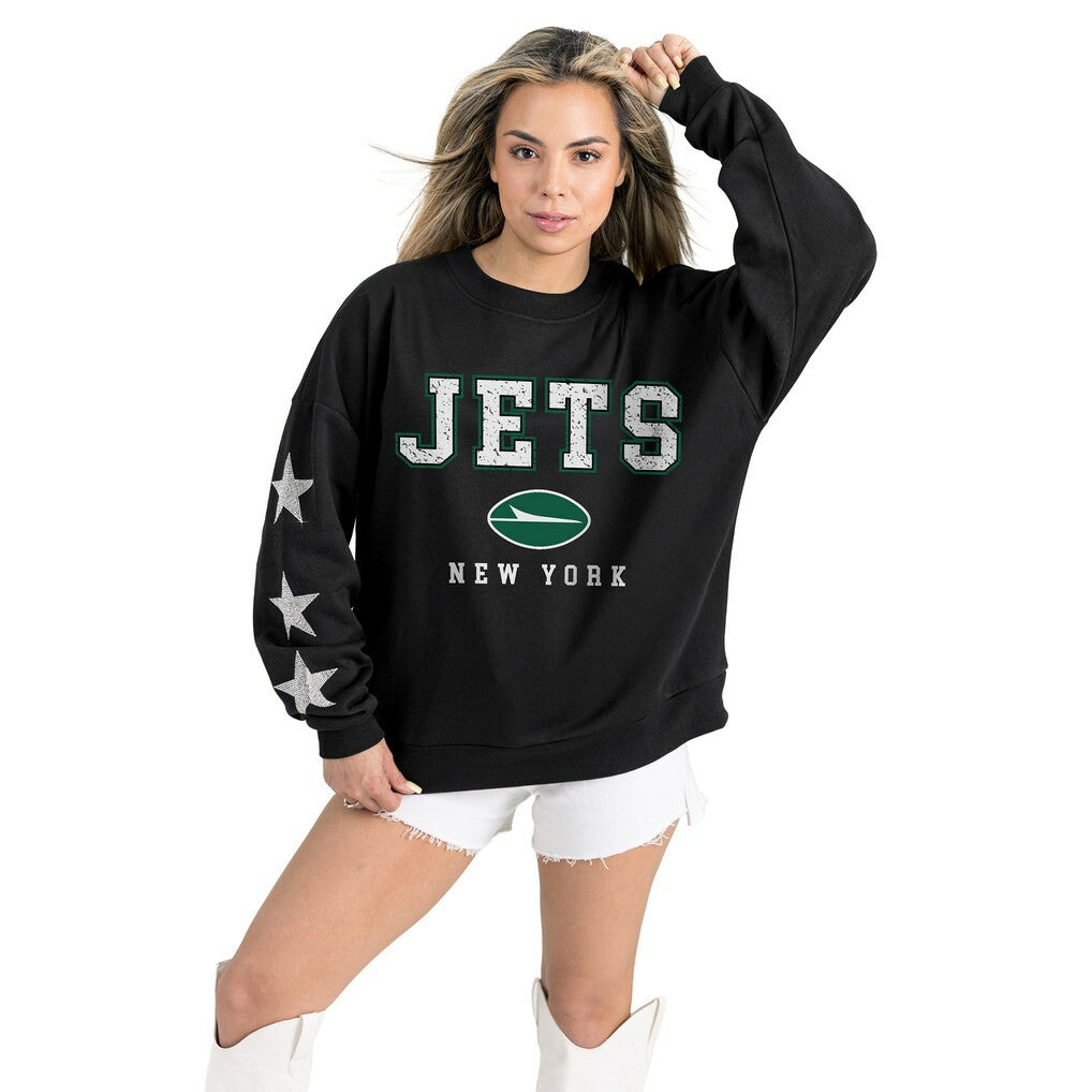 NFL New York Jets Gameday Couture Women's Velocity Relaxed Rhinestone Pullover Sweatshirt