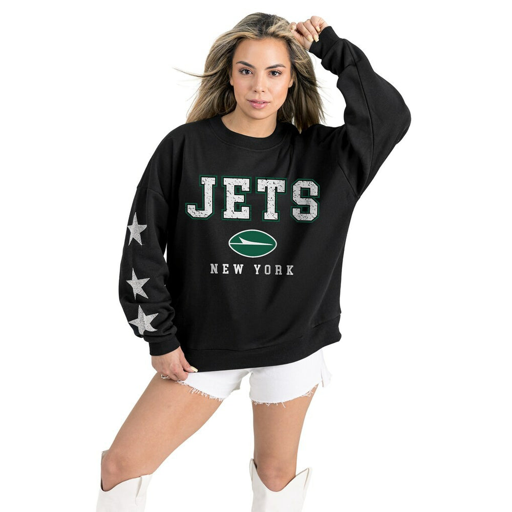 NFL New York Jets Gameday Couture Women's Velocity Relaxed Rhinestone Pullover Sweatshirt