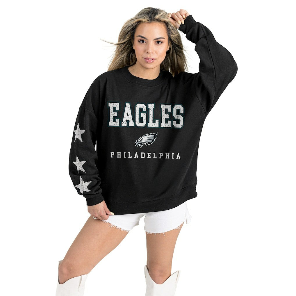 NFL Philadelphia Eagles Gameday Couture Women's Velocity Relaxed Rhinestone Pullover Sweatshirt