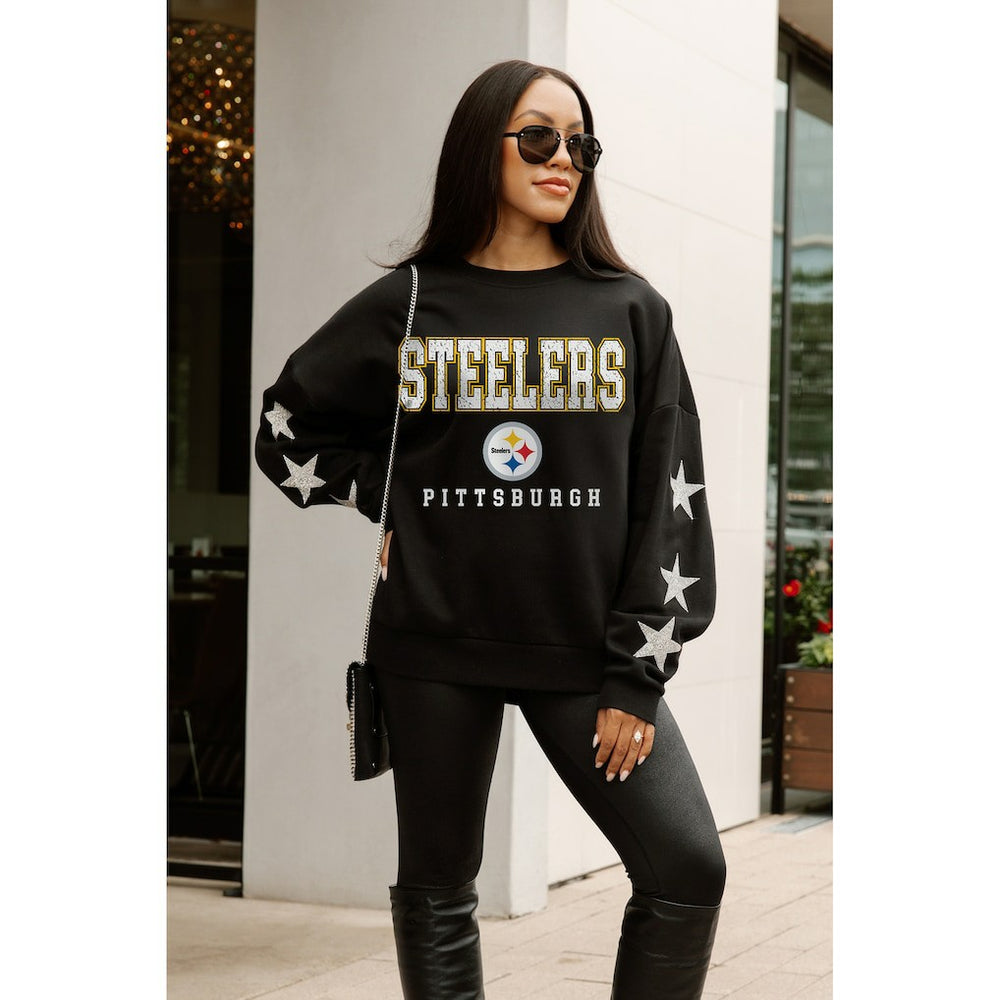 NFL Pittsburgh Steelers Gameday Couture Women's Velocity Relaxed Rhinestone Pullover Sweatshirt