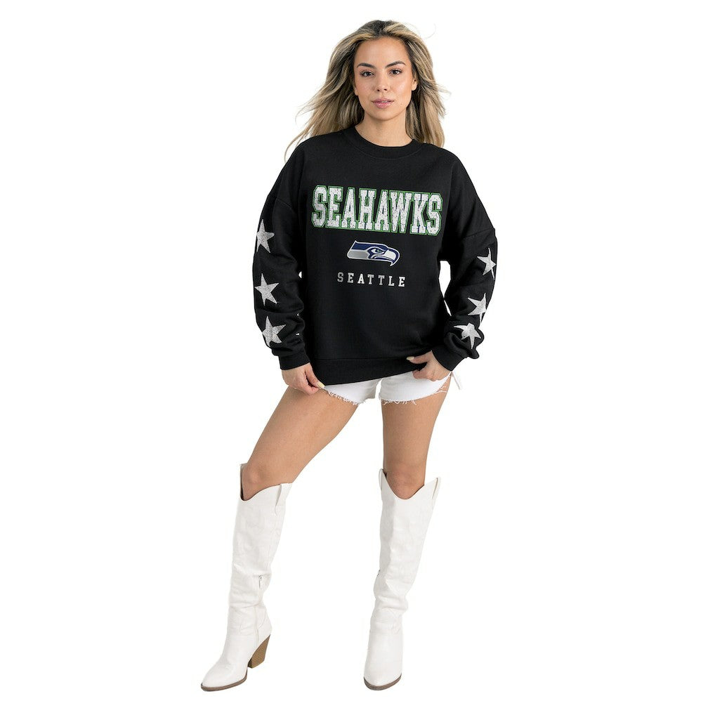 NFL Seattle Seahawks Gameday Couture Women's Velocity Relaxed Rhinestone Pullover Sweatshirt