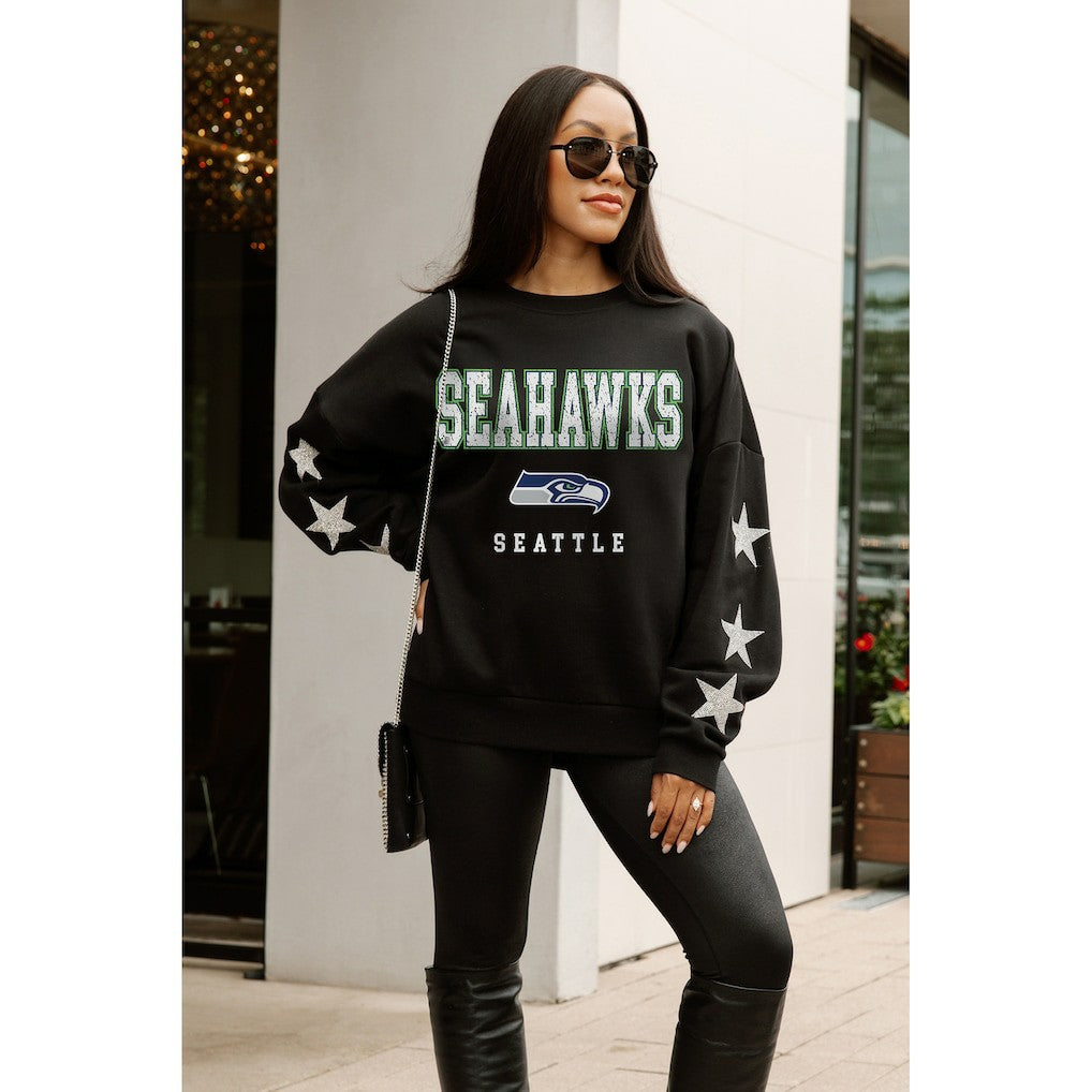 NFL Seattle Seahawks Gameday Couture Women's Velocity Relaxed Rhinestone Pullover Sweatshirt