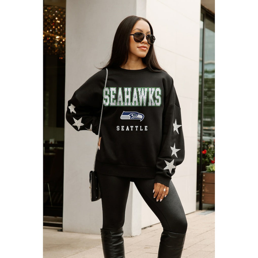 NFL Seattle Seahawks Gameday Couture Women's Velocity Relaxed Rhinestone Pullover Sweatshirt