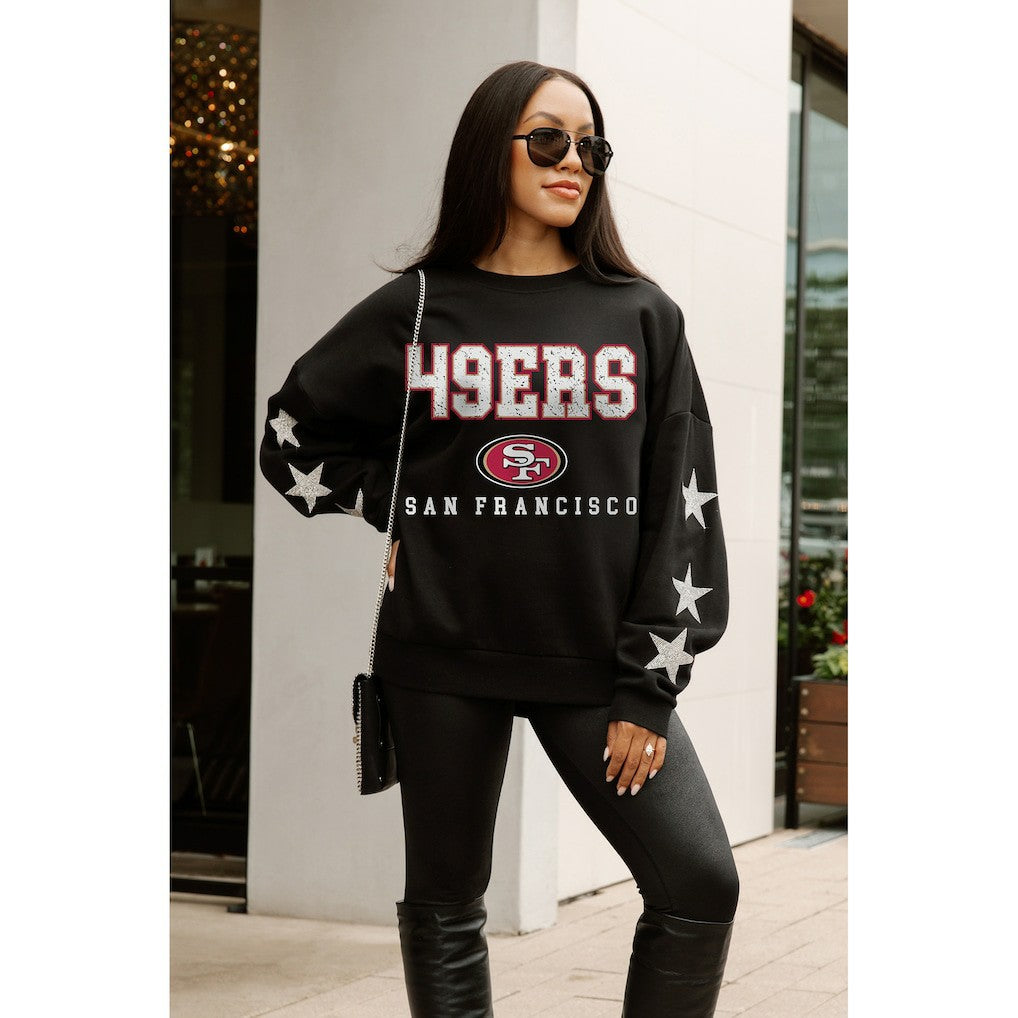 NFL San Francisco 49ers Gameday Couture Women's Velocity Relaxed Rhinestone Pullover Sweatshirt