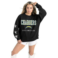 NFL Los Angeles Chargers Gameday Couture Women's Velocity Relaxed Rhinestone Pullover Sweatshirt