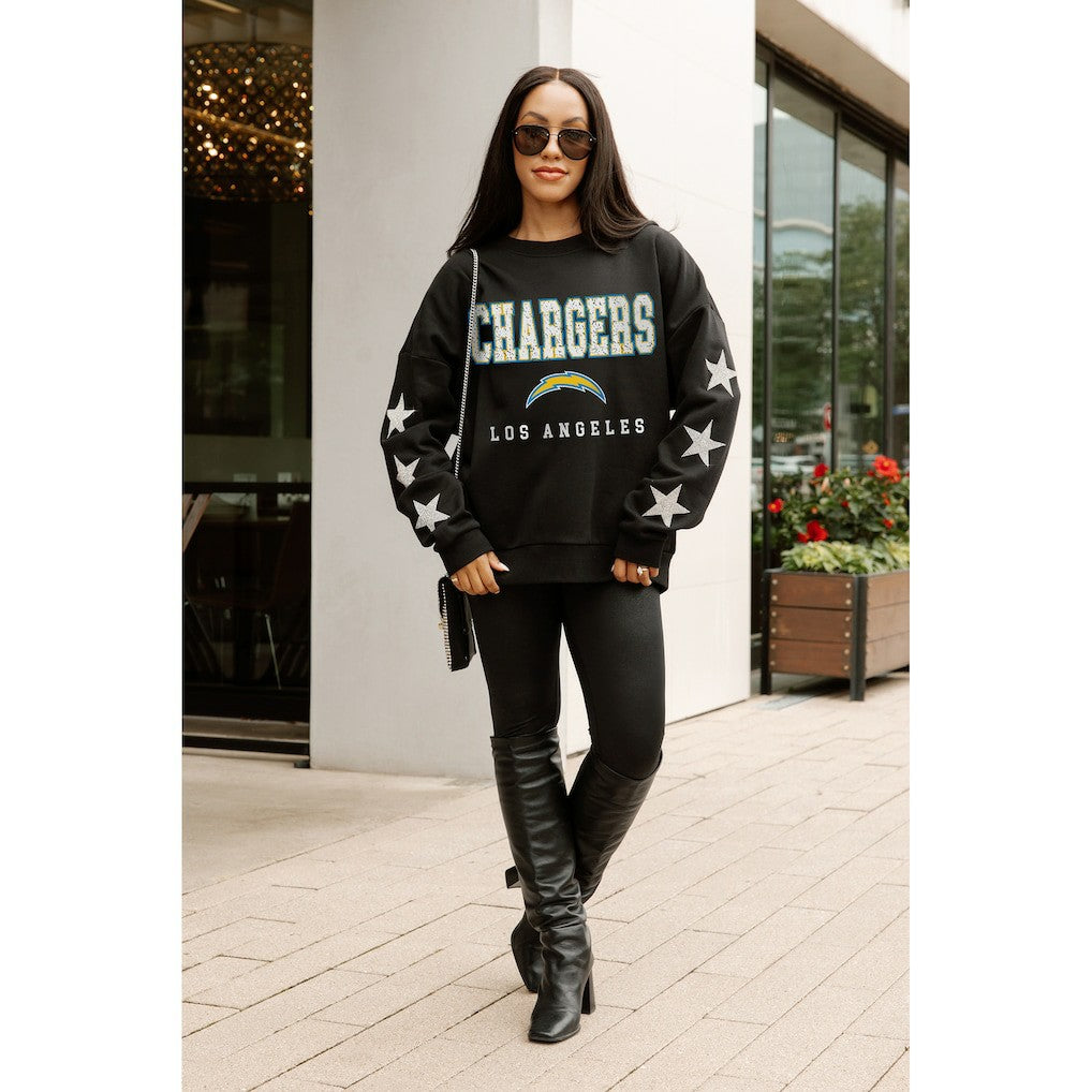 NFL Los Angeles Chargers Gameday Couture Women's Velocity Relaxed Rhinestone Pullover Sweatshirt