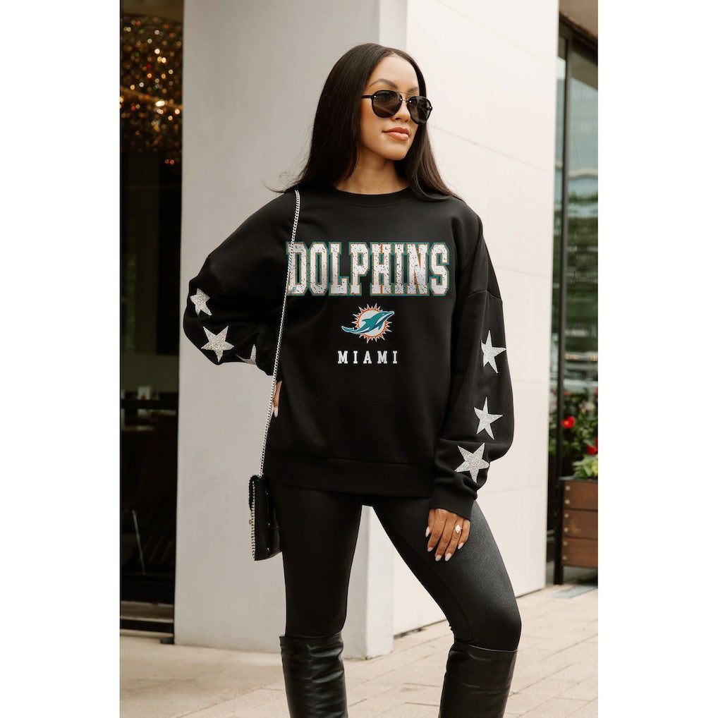 NFL Miami Dolphins Gameday Couture Women's Velocity Relaxed Rhinestone Pullover Sweatshirt