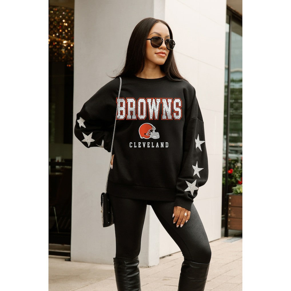 NFL Cleveland Browns Gameday Couture Women's Velocity Relaxed Rhinestone Pullover Sweatshirt
