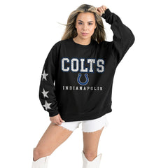 NFL Indianapolis Colts Gameday Couture Women's Velocity Relaxed Rhinestone Pullover Sweatshirt