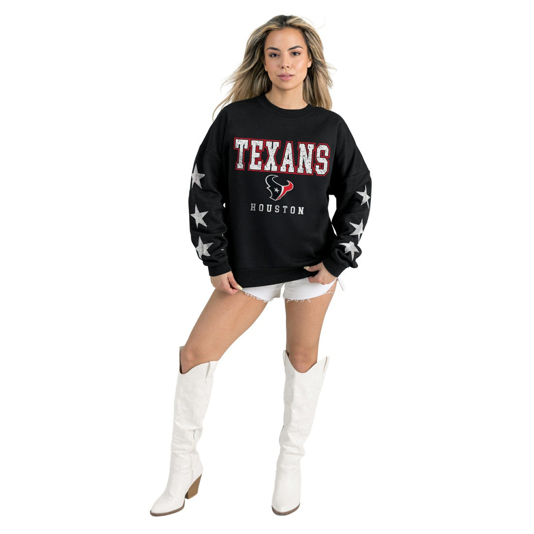 NFL Houston Texans Gameday Couture Women's Velocity Relaxed Rhinestone Pullover Sweatshirt