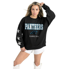 NFL Carolina Panthers Gameday Couture Women's Velocity Relaxed Rhinestone Pullover Sweatshirt