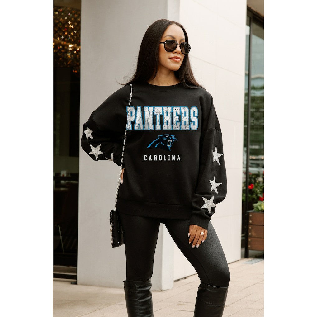 NFL Carolina Panthers Gameday Couture Women's Velocity Relaxed Rhinestone Pullover Sweatshirt