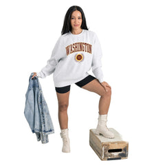 NFL Washington Commanders Gameday Couture Women's Traditional Logo Oversized Premium Fleece Pullover Sweatshirt