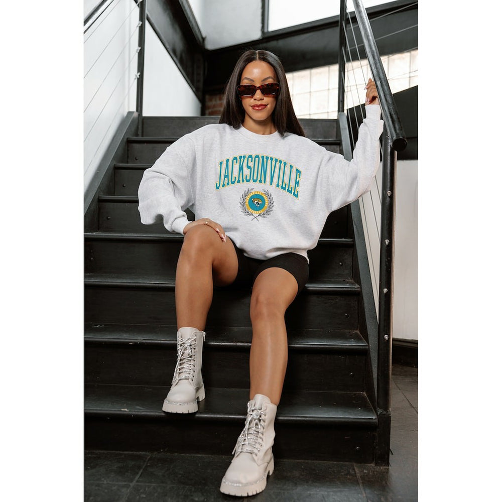 NFL Jacksonville Jaguars Gameday Couture Women's Traditional Logo Oversized Premium Fleece Pullover Sweatshirt
