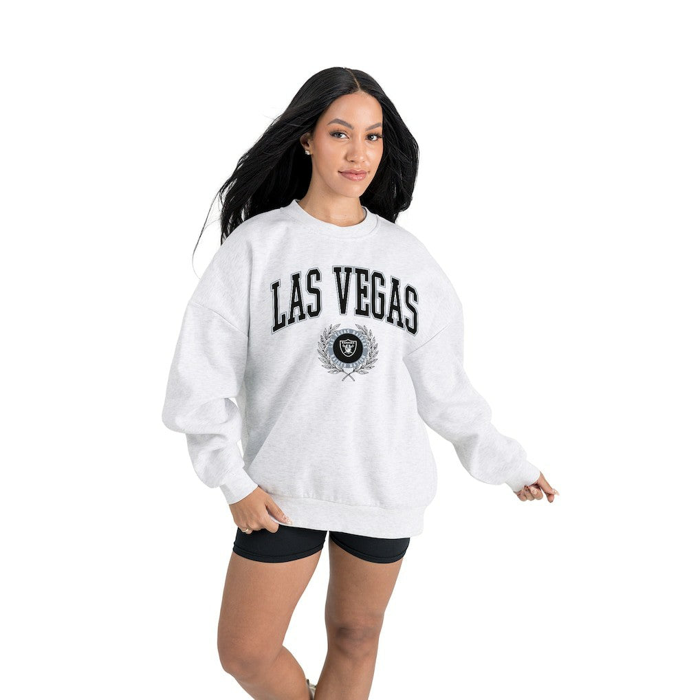 NFL Las Vegas Raiders Gameday Couture Women's Traditional Logo Oversized Premium Fleece Pullover Sweatshirt