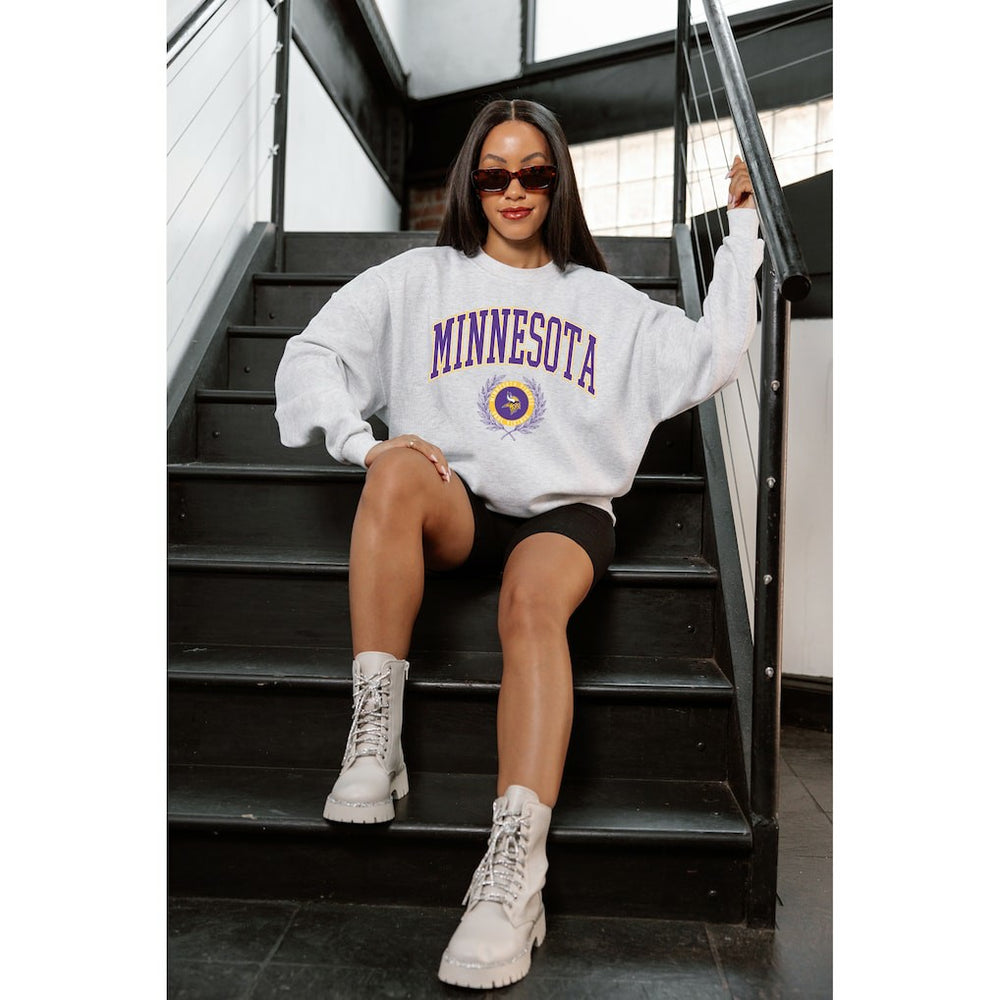 NFL Minnesota Vikings Gameday Couture Women's Traditional Logo Oversized Premium Fleece Pullover Sweatshirt