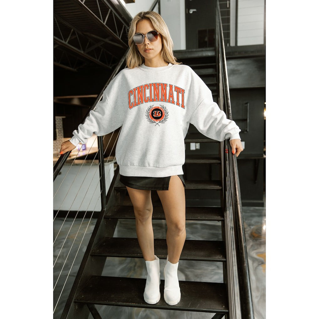 NFL Cincinnati Bengals Gameday Couture Women's Traditional Logo Oversized Premium Fleece Pullover Sweatshirt