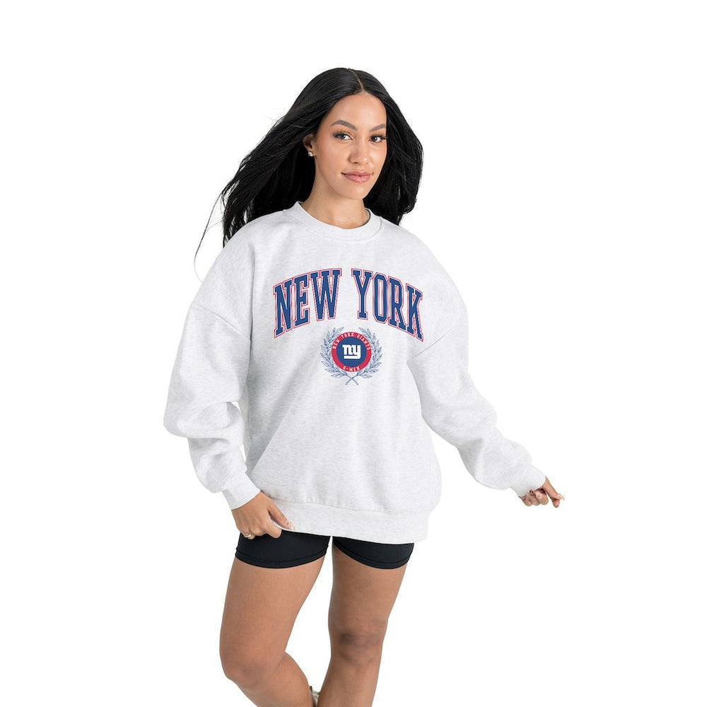 NFL New York Giants Gameday Couture Women's Traditional Logo Oversized Premium Fleece Pullover Sweatshirt