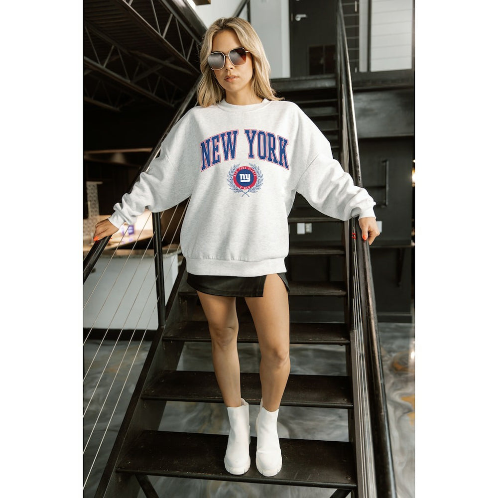 NFL New York Giants Gameday Couture Women's Traditional Logo Oversized Premium Fleece Pullover Sweatshirt