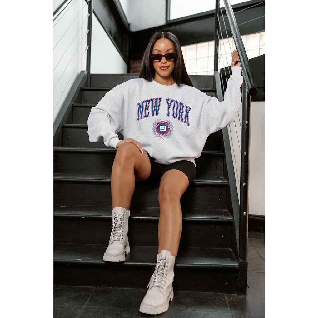 NFL New York Giants Gameday Couture Women's Traditional Logo Oversized Premium Fleece Pullover Sweatshirt