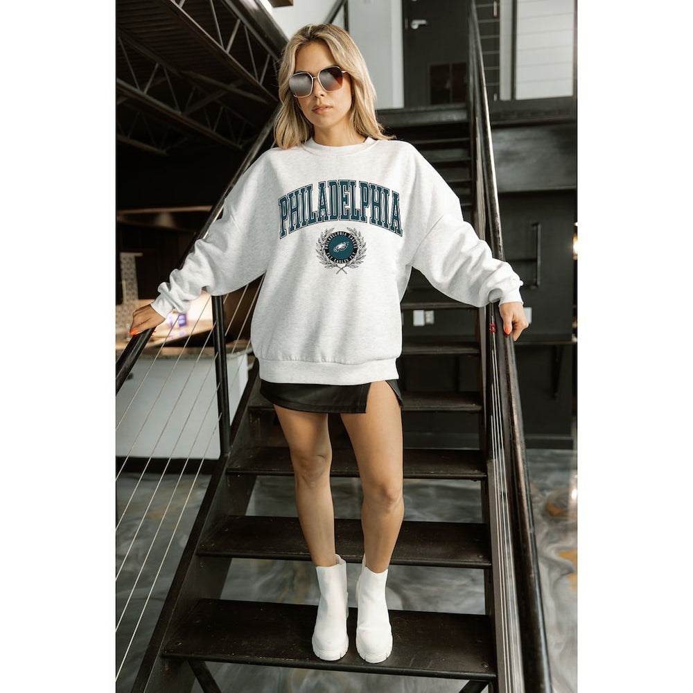 NFL Philadelphia Eagles Gameday Couture Women's Traditional Logo Oversized Premium Fleece Pullover Sweatshirt