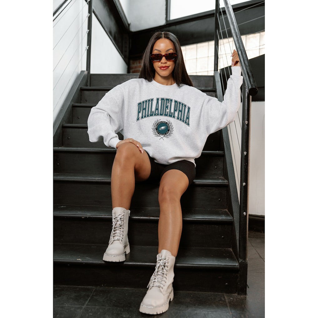 NFL Philadelphia Eagles Gameday Couture Women's Traditional Logo Oversized Premium Fleece Pullover Sweatshirt