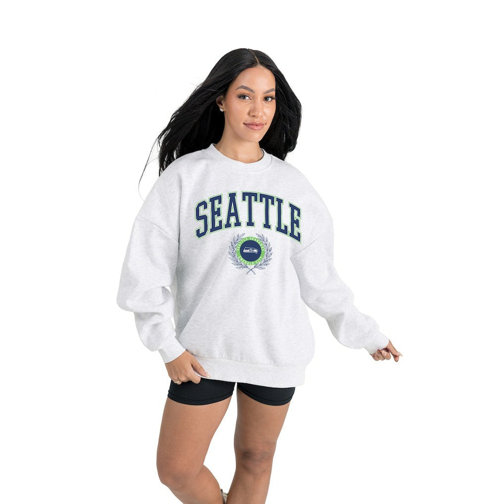NFL Seattle Seahawks Gameday Couture Women's Traditional Logo Oversized Premium Fleece Pullover Sweatshirt