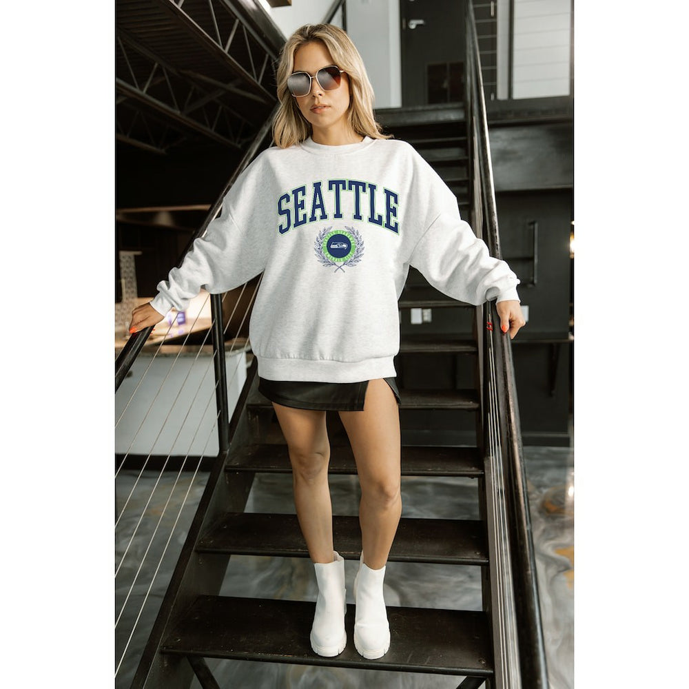NFL Seattle Seahawks Gameday Couture Women's Traditional Logo Oversized Premium Fleece Pullover Sweatshirt