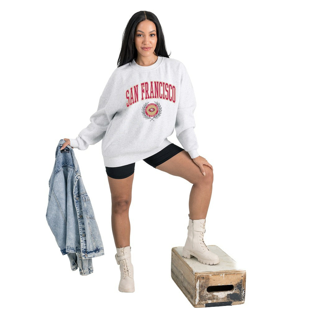 NFL San Francisco 49ers Gameday Couture Women's Traditional Logo Oversized Premium Fleece Pullover Sweatshirt