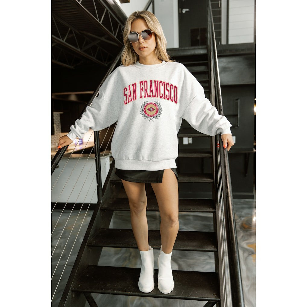 NFL San Francisco 49ers Gameday Couture Women's Traditional Logo Oversized Premium Fleece Pullover Sweatshirt