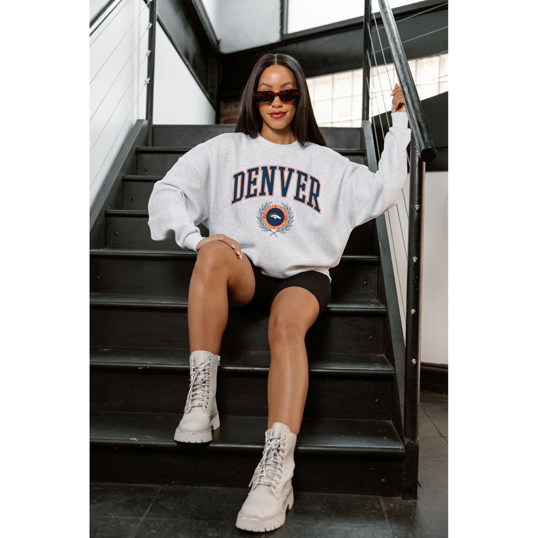 NFL Denver Broncos Gameday Couture Women's Traditional Logo Oversized Premium Fleece Pullover Sweatshirt