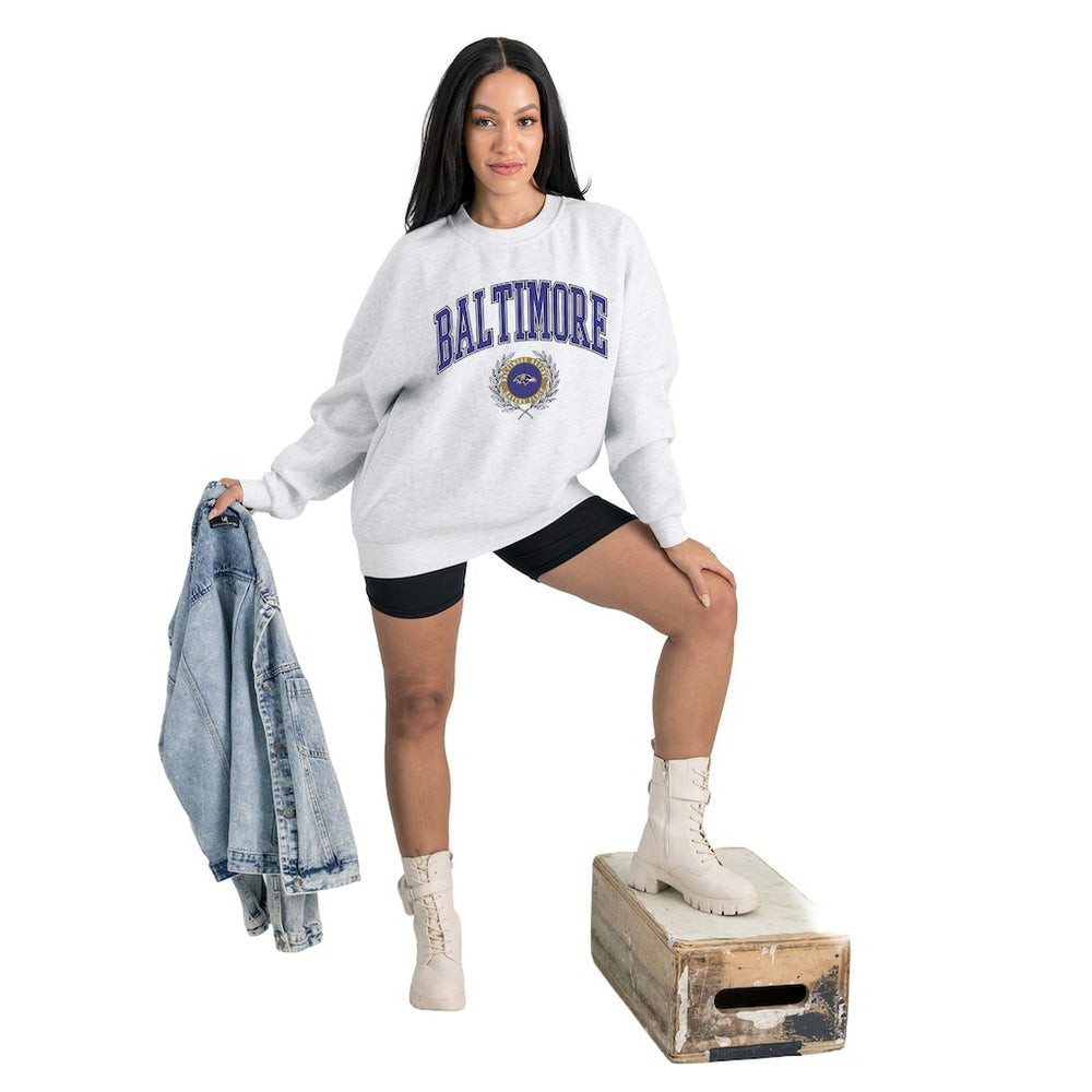 NFL Baltimore Ravens Gameday Couture Women's Traditional Logo Oversized Premium Fleece Pullover Sweatshirt