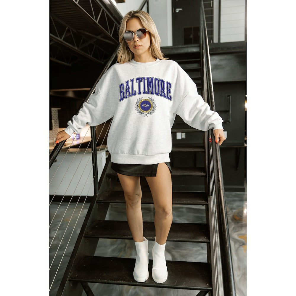 NFL Baltimore Ravens Gameday Couture Women's Traditional Logo Oversized Premium Fleece Pullover Sweatshirt