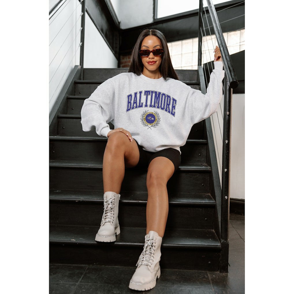 NFL Baltimore Ravens Gameday Couture Women's Traditional Logo Oversized Premium Fleece Pullover Sweatshirt