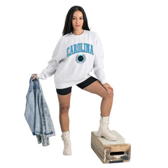 NFL Carolina Panthers Gameday Couture Women's Traditional Logo Oversized Premium Fleece Pullover Sweatshirt
