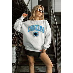 NFL Carolina Panthers Gameday Couture Women's Traditional Logo Oversized Premium Fleece Pullover Sweatshirt