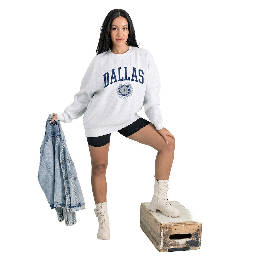 NFL Dallas Cowboys Gameday Couture Women's Traditional Logo Oversized Premium Fleece Pullover Sweatshirt