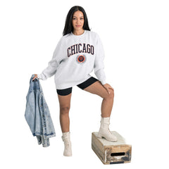NFL Chicago Bears Gameday Couture Women's Traditional Logo Oversized Premium Fleece Pullover Sweatshirt