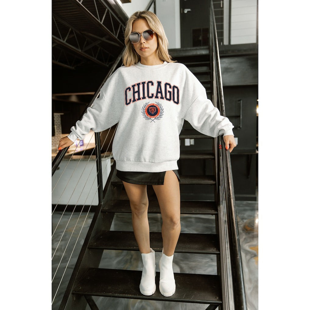 NFL Chicago Bears Gameday Couture Women's Traditional Logo Oversized Premium Fleece Pullover Sweatshirt