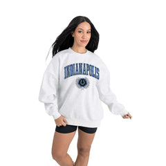 NFL Indianapolis Colts Gameday Couture Women's Traditional Logo Oversized Premium Fleece Pullover Sweatshirt