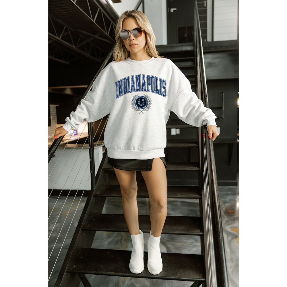 NFL Indianapolis Colts Gameday Couture Women's Traditional Logo Oversized Premium Fleece Pullover Sweatshirt