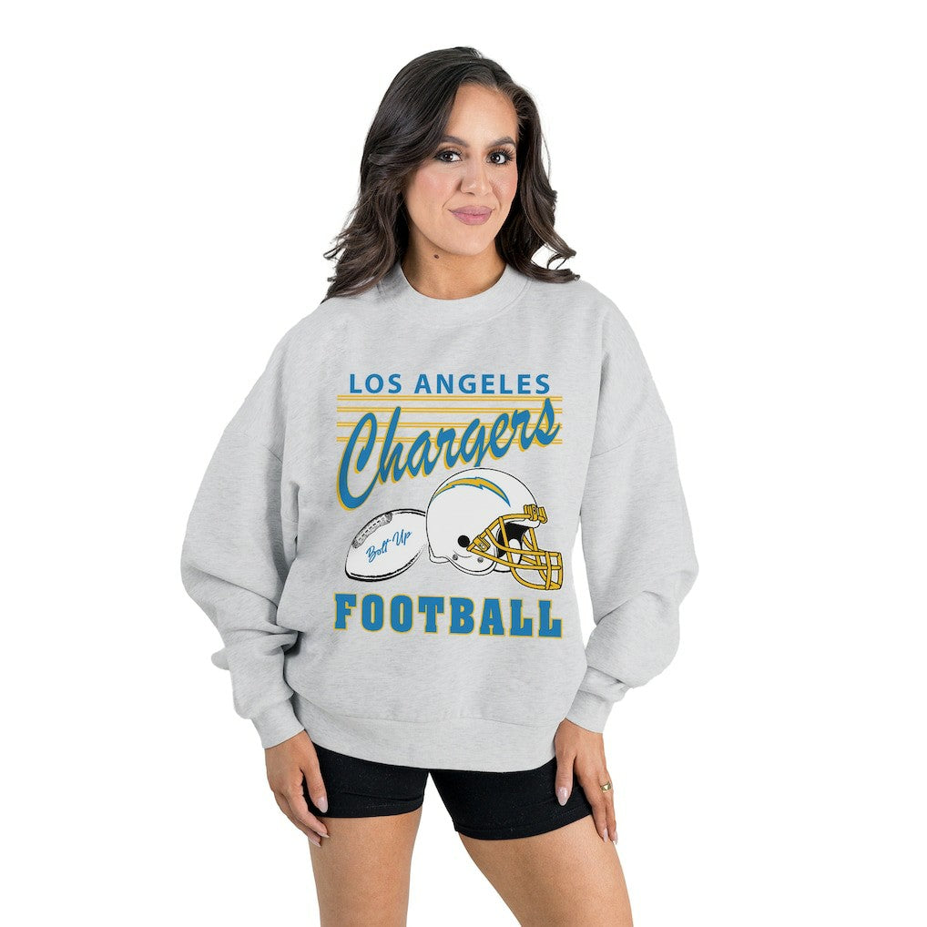 NFL Los Angeles Chargers Gameday Couture Women's Home Turf Oversized Premium Fleece Pullover Sweatshirt