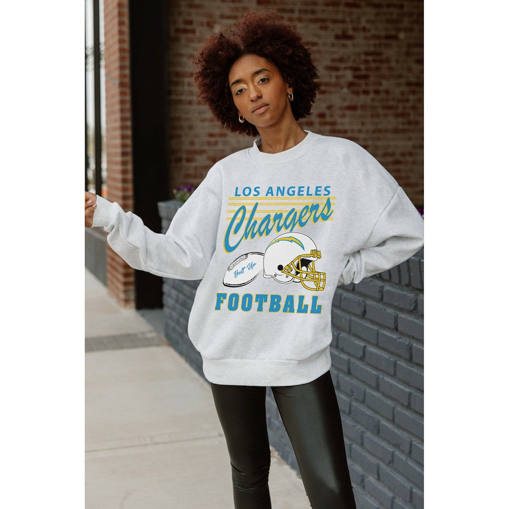 NFL Los Angeles Chargers Gameday Couture Women's Home Turf Oversized Premium Fleece Pullover Sweatshirt