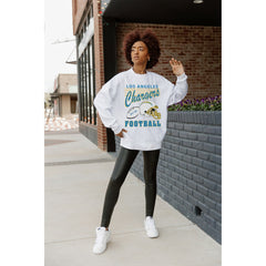 NFL Los Angeles Chargers Gameday Couture Women's Home Turf Oversized Premium Fleece Pullover Sweatshirt
