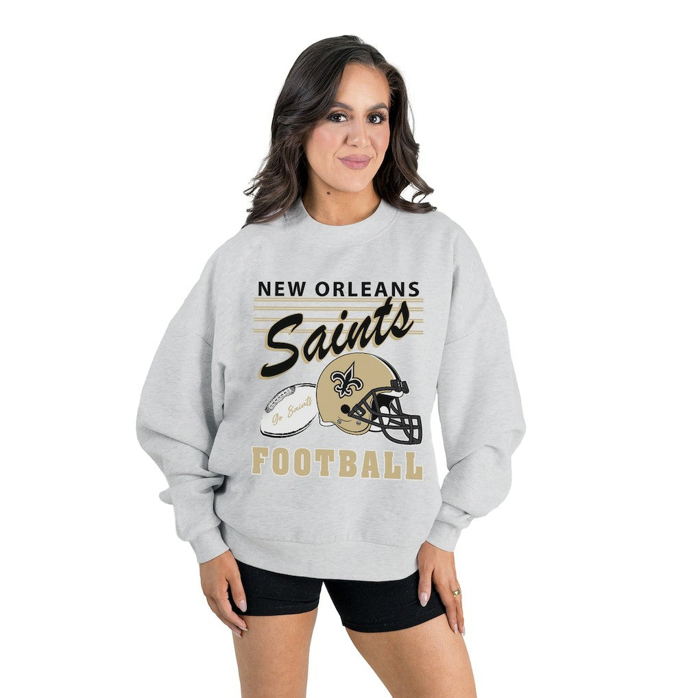 NFL New Orleans Saints Gameday Couture Women's Home Turf Oversized Premium Fleece Pullover Sweatshirt