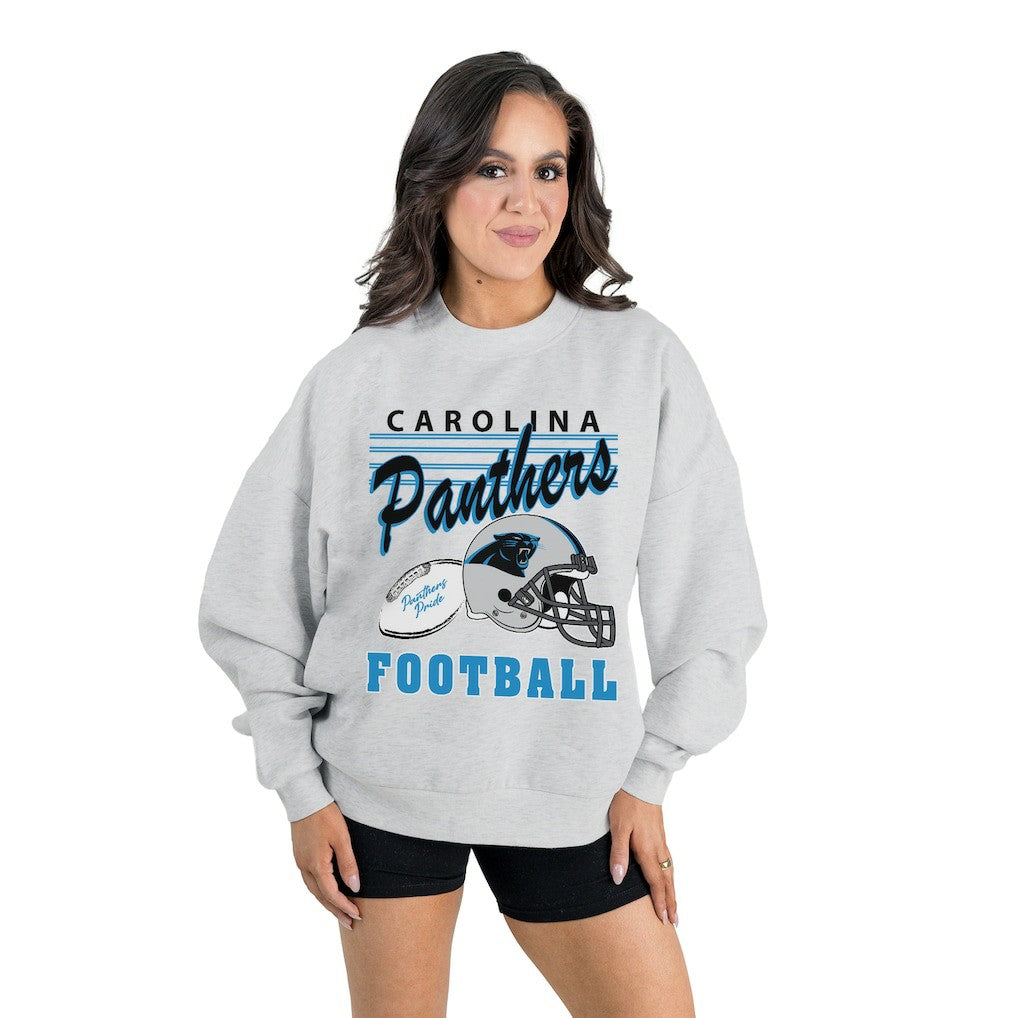 NFL Carolina Panthers Gameday Couture Women's Home Turf Oversized Premium Fleece Pullover Sweatshirt